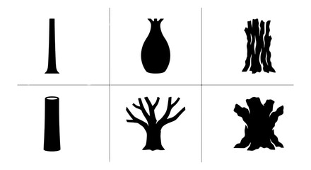 Tree Silhouettes Collection: Diverse Botanical Forms, Nature Elements, Organic Shapes, Woodland Icons for Design © Dholu