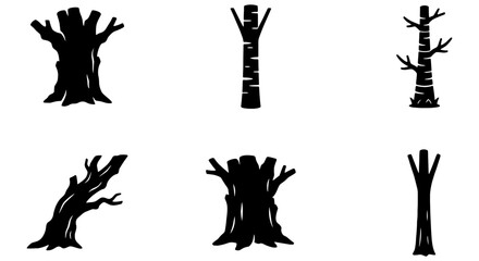 Diverse Tree Silhouettes Vector Pack, Woodland Elements, Nature Icons, Forest Symbols, Black and White Botanical Graphics © Dholu