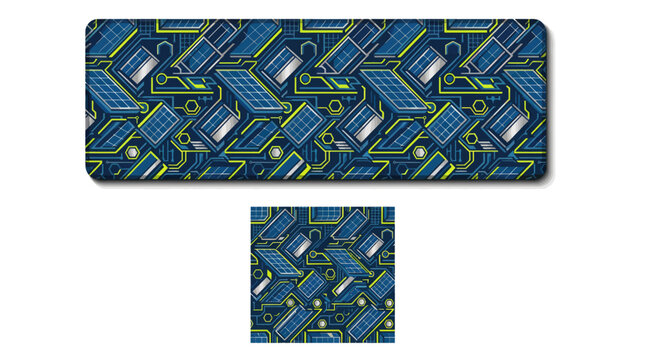 Blue circuit board geometric tech mousepad pattern.