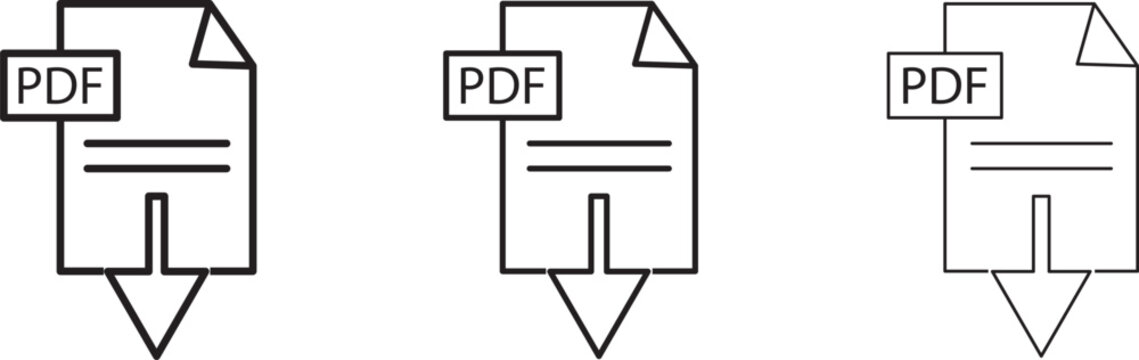 pdf file icons for download and document management isolated on transparent background colourful