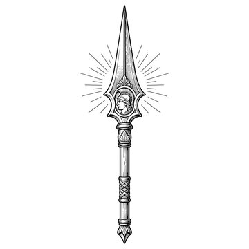 Ornate radiant spear with halo and decorative shaft.