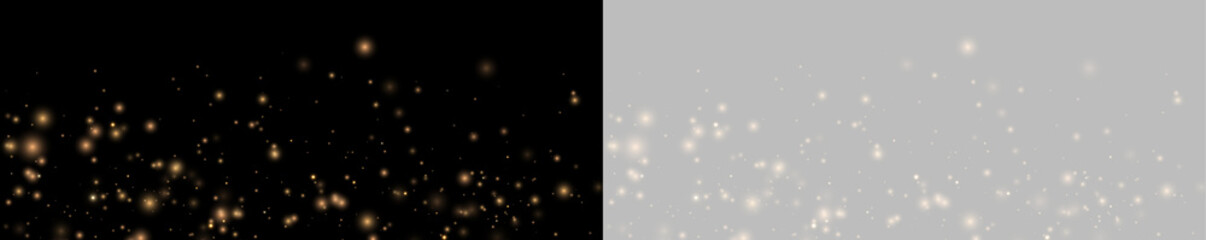 Golden glowing particles PNG float across transparent space with elegant shimmer. Festive dust effect adds luxury feeling. Ideal for banners. © Extrastock