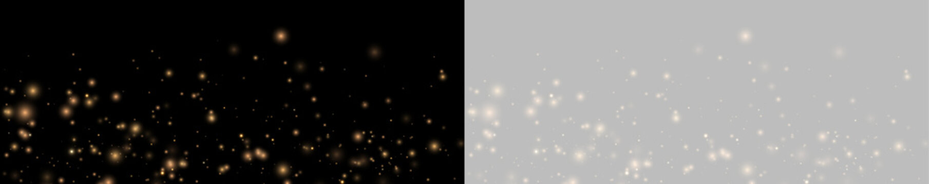 Golden glowing particles PNG float across transparent space with elegant shimmer. Festive dust effect adds luxury feeling. Ideal for banners.