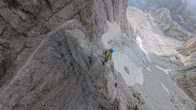 Panoramic view from Bocca degli Armi on Via Ferrata Bocchette Centrali, Brenta Dolomites