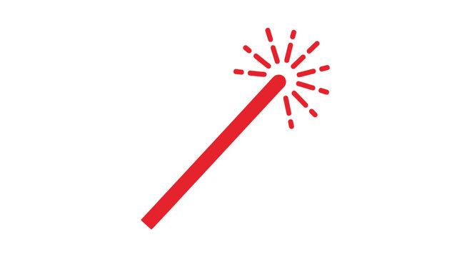 Red sparkler firework icon on for festive events and celebrations