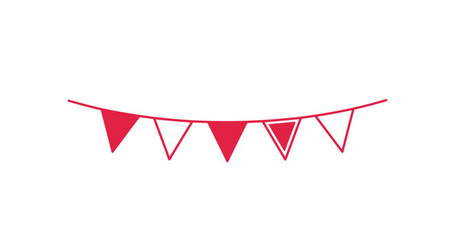 Pink pennant banner with triangular flags on a string for decoration