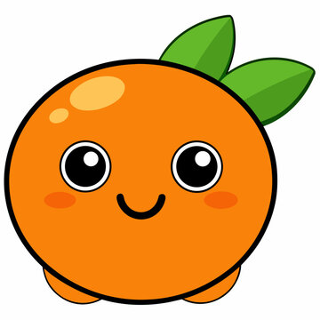 Smiling kawaii lemon character illustration with bright yellow color and green leaf on white background