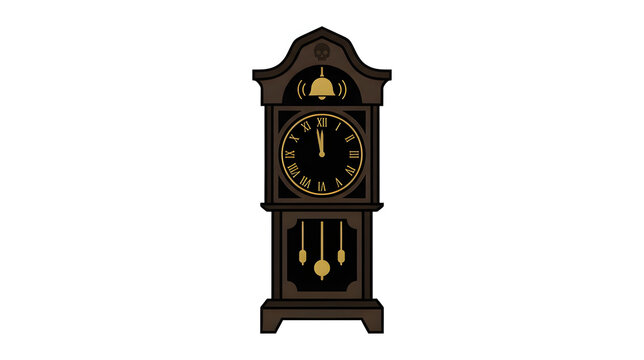 Vintage grandfather clock showing midnight spooky Halloween vector illustration