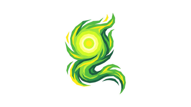 Magical green flame swirl will o the wisp fire vector illustration
