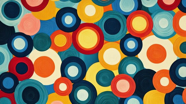 Abstract colorful concentric circles pattern background.