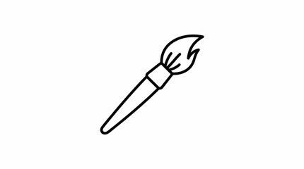 Obraz premium Simple line art icon of a paint brush.