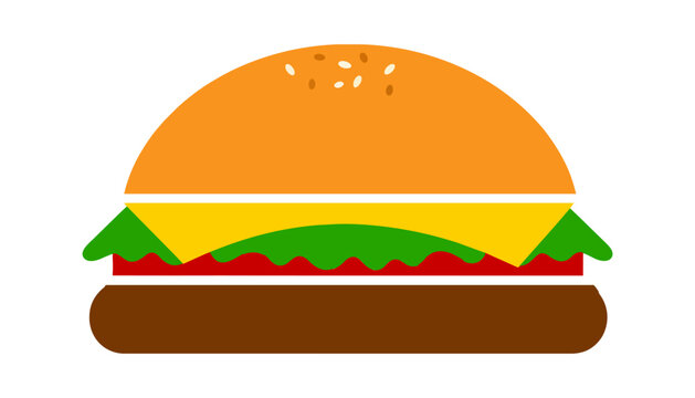 Stylized cheeseburger icon with colorful layers and sesame seeds