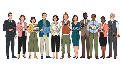 Obraz premium A diverse group of people standing together in a vector illustration