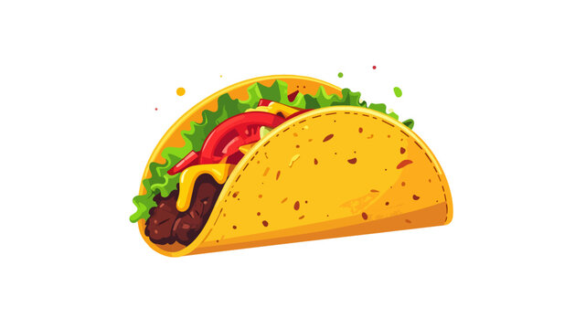 Mexican taco filled with seasoned beef lettuce tomato and cheese