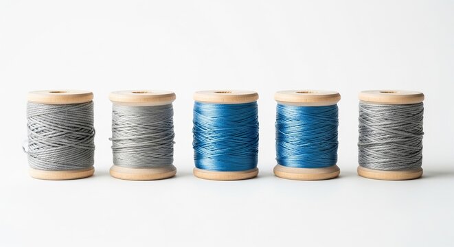 Blue and Grey Thread Spools