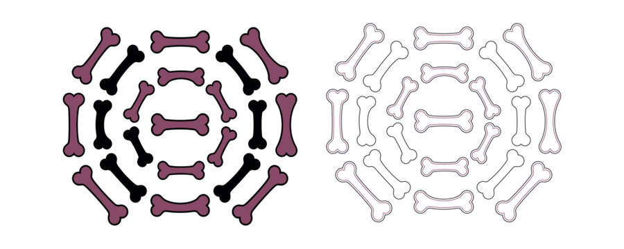 Colorful dog bones pattern. Pet bones illustration. Animal bone icons
