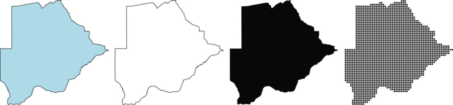Botswana Map Outline and Geographic Silhouette Vector