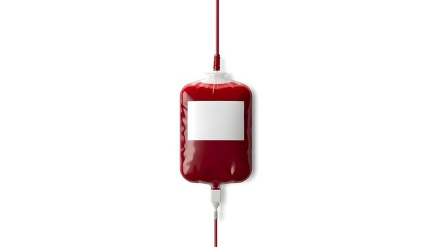 Red Blood Transfusion Bag Isolated White Background Hospital Donation Concept