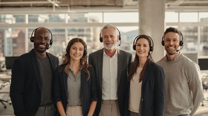 Obraz premium Group of call center representatives smiling