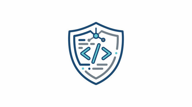 Secure Coding Icon Featuring Shield and Code Symbols.