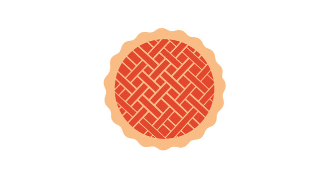 A vibrant red pie with a woven pattern on top and a golden crust