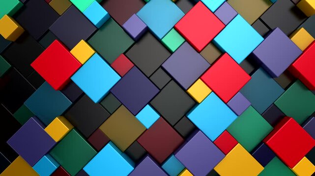 Background of Cubes. Abstract motion, loop, 3d rendering, 4k resolution
