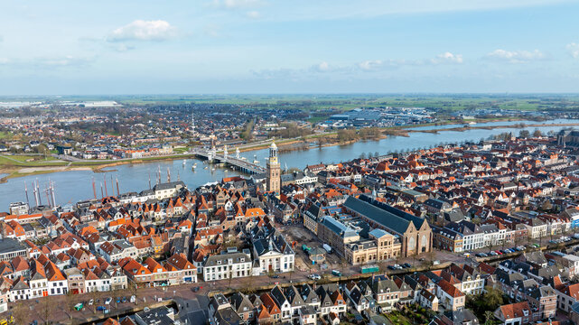 Historic European river city along the waterfront