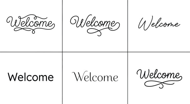 Welcome typography collection six distinct calligraphy and font styles
