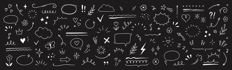 Hand Drawn Chalk Graphic Elements and Vignette Dividers Vector Set © ferdi