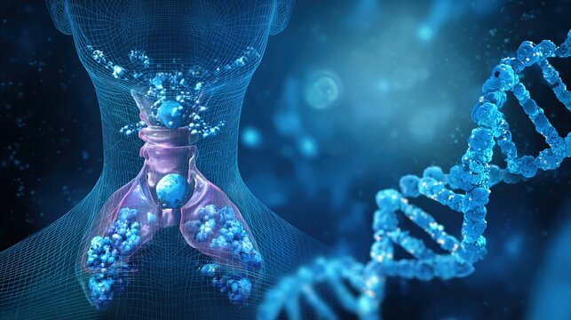 Thyroid Cancer, Malignant Tumor of Thyroid Gland, Human Endocrine System Disease, Medical Illustration of Thyroid Tumor Pathogenesis, Diagnosis, Treatment and Health Awareness for Clinical 
