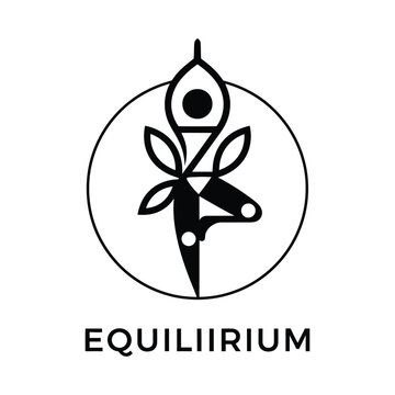 Minimalist lotus flower and eye symbol in circle
