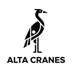Obraz premium Black and white crane logo for alta cranes