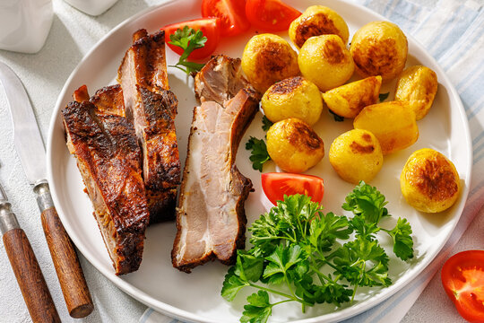 American Diner Roasted Pork Ribs with potatoes