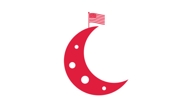 Red crescent moon with american flag on top