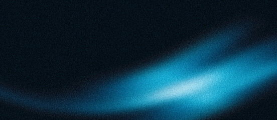 Obraz na płótnie Canvas Glowing blue light blur shape on dark grain texture background with noisy effect, abstract poster header cover wallpaper banner backdrop design