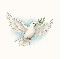 Fototapeta premium World Humanitarian Day Peace Dove Storybook Hand-Painted Vector Icon – Watercolor Hope Illustration 