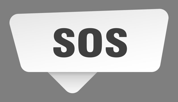 sos sign. sos white sticker isolated on gray background