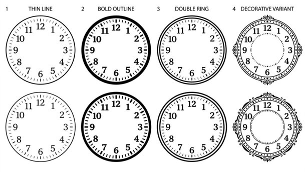 SEO Title:
Numbered Clock Face Collection Vector Set with Editable Strokes