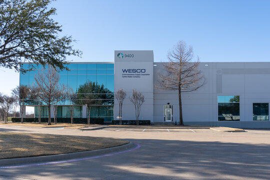 
Irving, Texas, USA - March 20, 2022: Wesco Communications Supply Corporation (CSC) regional office located on N Royal Ln in Irving, Texas, USA. Wesco is a major supply chain solutions and electrical 
