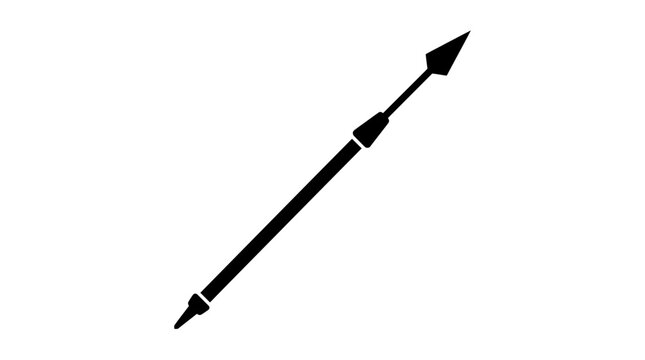 Black spear silhouette icon isolated on white background.