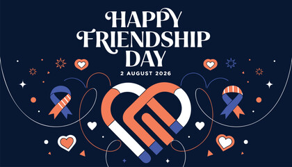 Decorative happy friendship day greeting card with stylized heart shapes © floride100