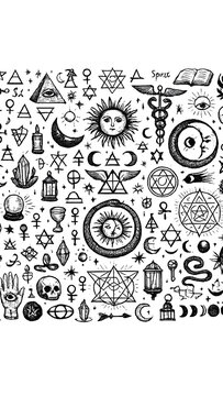 Collection of ancient spiritual symbols
