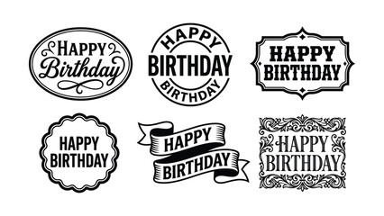 Fototapeta premium Creative vintage style happy birthday text designs with transparent backgrounds