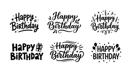 Fototapeta premium Creative Happy Birthday Greeting Designs With Various Decorative Elements