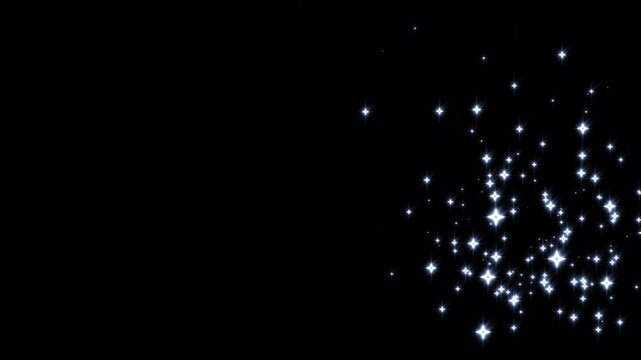 Luxury white glitter sparkle animation, twinkling shimmer line effect, doodle stars motion, black screen background,fairy dust wand glitter stars trail transition, 4k video