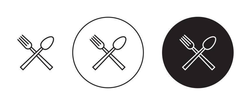Spoon and fork vector icon logo or illustration