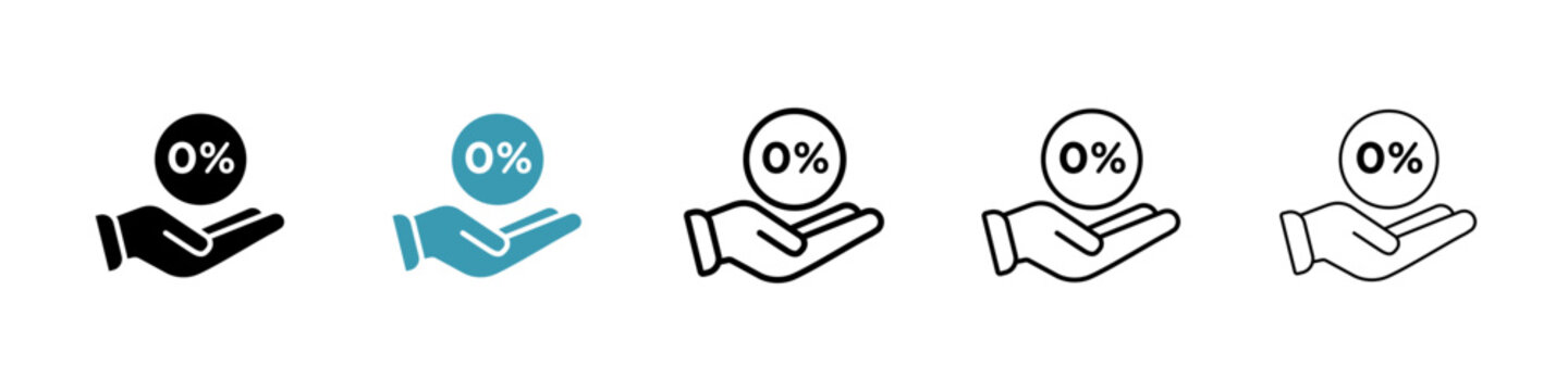 Zero percent vector icon logo or illustration