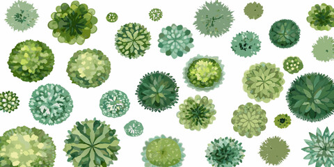 Trees Foliage Pattern Top Down Vector Illustration With Varied Greens © Laki