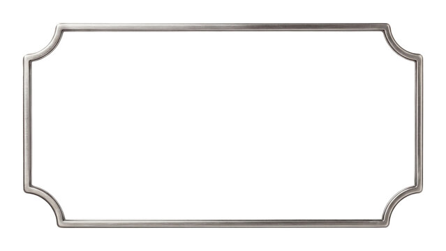 ornate silver frame isolated PNG, empty decorative border on transparent background