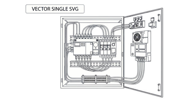Industrial electrical control panel with plc and wiring system